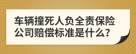 车辆撞死人负全责保险公司赔偿标准是什么？