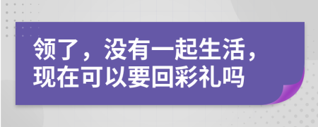 领了，没有一起生活，现在可以要回彩礼吗