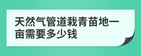 天然气管道栽青苗地一亩需要多少钱