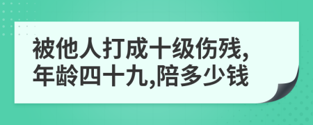 被他人打成十级伤残,年龄四十九,陪多少钱