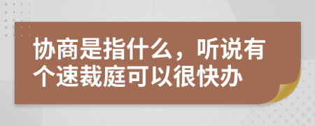 协商是指什么，听说有个速裁庭可以很快办