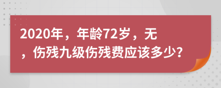 2020年，年龄72岁，无，伤残九级伤残费应该多少？