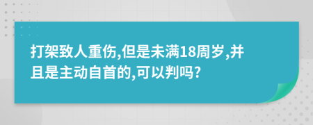 打架致人重伤,但是未满18周岁,并且是主动自首的,可以判吗?