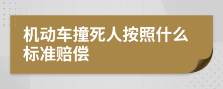 机动车撞死人按照什么标准赔偿