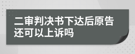 二审判决书下达后原告还可以上诉吗