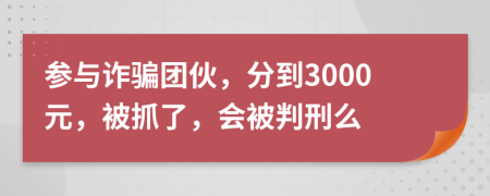 参与诈骗团伙，分到3000元，被抓了，会被判刑么