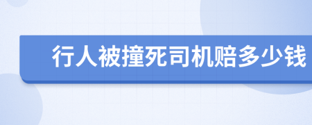 行人被撞死司机赔多少钱