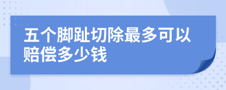 五个脚趾切除最多可以赔偿多少钱