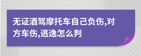 无证酒驾摩托车自己负伤,对方车伤,逃逸怎么判