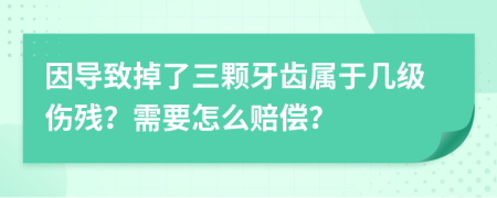 因导致掉了三颗牙齿属于几级伤残？需要怎么赔偿？