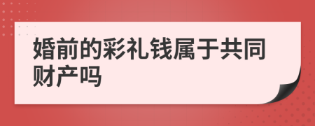 婚前的彩礼钱属于共同财产吗