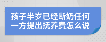 孩子半岁已经断奶任何一方提出抚养费怎么说