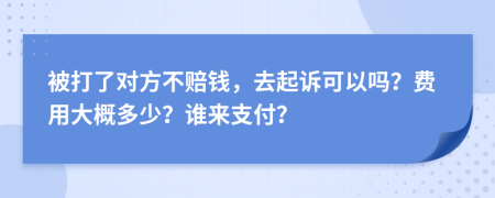 被打了对方不赔钱，去起诉可以吗？费用大概多少？谁来支付？