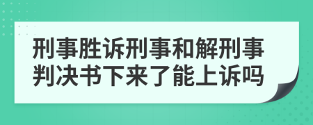 刑事胜诉刑事和解刑事判决书下来了能上诉吗