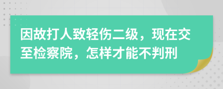 因故打人致轻伤二级，现在交至检察院，怎样才能不判刑