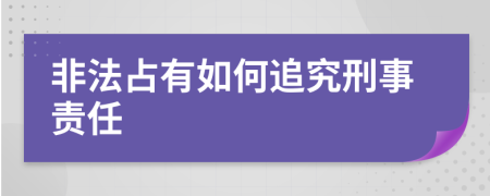 非法占有如何追究刑事责任