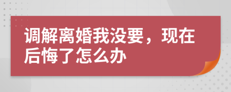 调解离婚我没要，现在后悔了怎么办