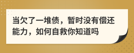 当欠了一堆债，暂时没有偿还能力，如何自救你知道吗