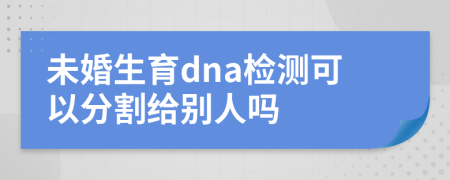 未婚生育dna检测可以分割给别人吗