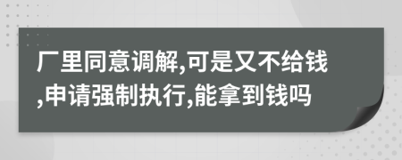 厂里同意调解,可是又不给钱,申请强制执行,能拿到钱吗