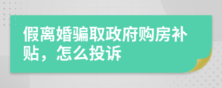 假离婚骗取政府购房补贴，怎么投诉