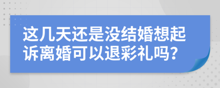 这几天还是没结婚想起诉离婚可以退彩礼吗？