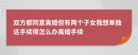 双方都同意离婚但有两个子女我想单独这手续得怎么办离婚手续