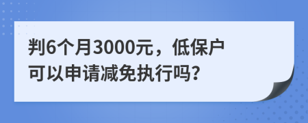 判6个月3000元，低保户可以申请减免执行吗？