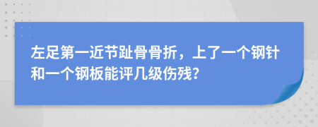 左足第一近节趾骨骨折，上了一个钢针和一个钢板能评几级伤残？