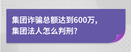 集团诈骗总额达到600万,集团法人怎么判刑?