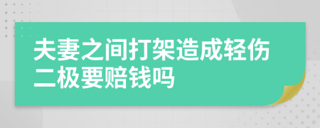 夫妻之间打架造成轻伤二极要赔钱吗