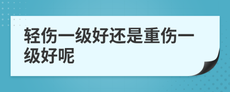 轻伤一级好还是重伤一级好呢