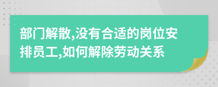 部门解散,没有合适的岗位安排员工,如何解除劳动关系