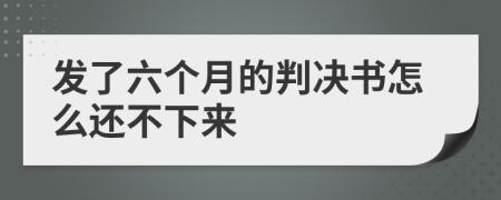 发了六个月的判决书怎么还不下来