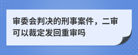 审委会判决的刑事案件，二审可以裁定发回重审吗