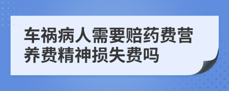 车祸病人需要赔药费营养费精神损失费吗