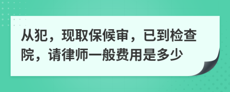 从犯，现取保候审，已到检查院，请律师一般费用是多少