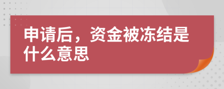 申请后，资金被冻结是什么意思