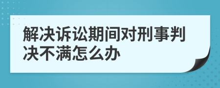 解决诉讼期间对刑事判决不满怎么办