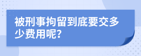 被刑事拘留到底要交多少费用呢？