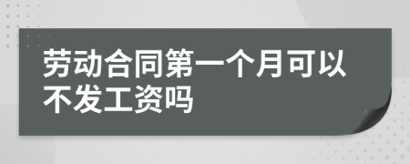 劳动合同第一个月可以不发工资吗