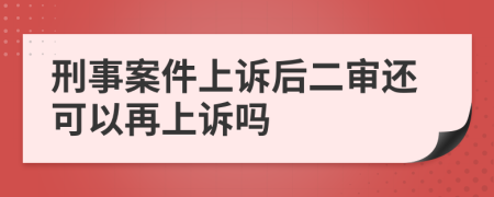 刑事案件上诉后二审还可以再上诉吗