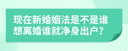 现在新婚姻法是不是谁想离婚谁就净身出户？