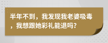 半年不到，我发现我老婆吸毒，我想跟她彩礼能退吗？