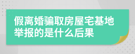 假离婚骗取房屋宅基地举报的是什么后果