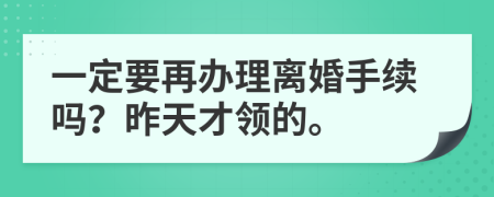 一定要再办理离婚手续吗？昨天才领的。