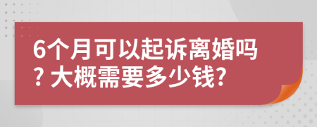 6个月可以起诉离婚吗? 大概需要多少钱?