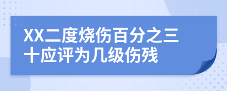 XX二度烧伤百分之三十应评为几级伤残