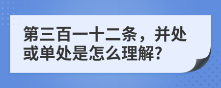 第三百一十二条，并处或单处是怎么理解?