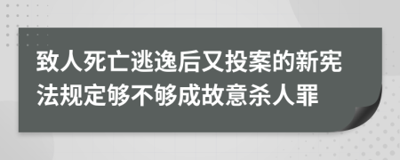 致人死亡逃逸后又投案的新宪法规定够不够成故意杀人罪